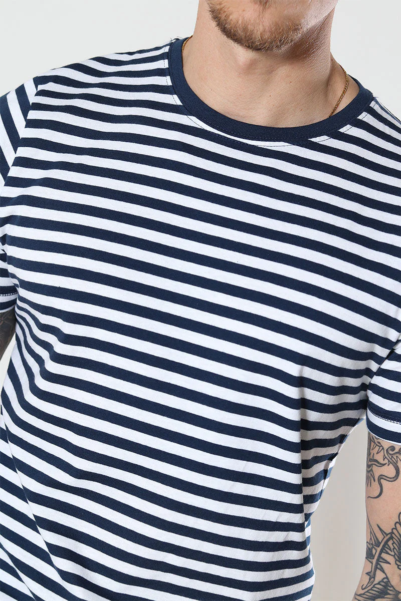 Basic Brand T-Hemd Striped Navy/White - Image 3