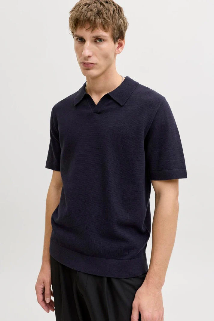 Jack & Jones Blamilano Spring Split Neck SS Night Sky - Image 4
