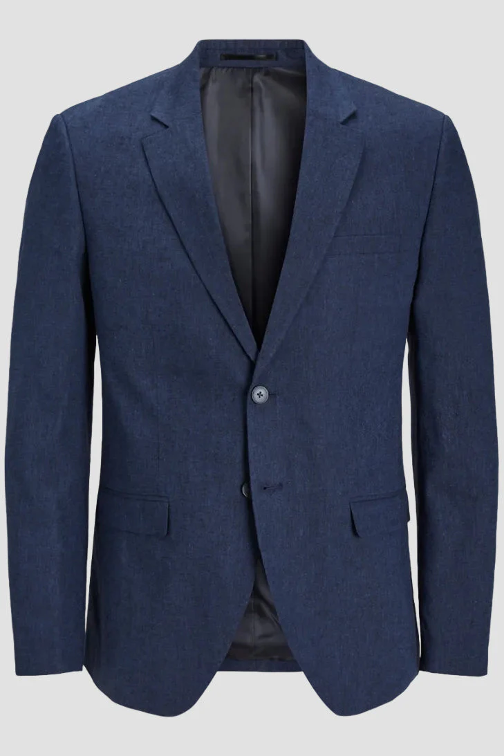 Jack & Jones Martin Summer Blazer Linen Blend Dark Navy - Image 5