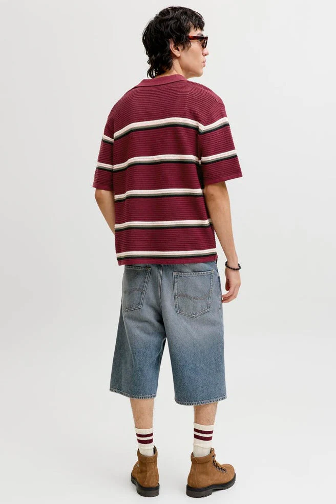 Jack & Jones Maine Knit Stripe Polo SN Cabernet - Image 3