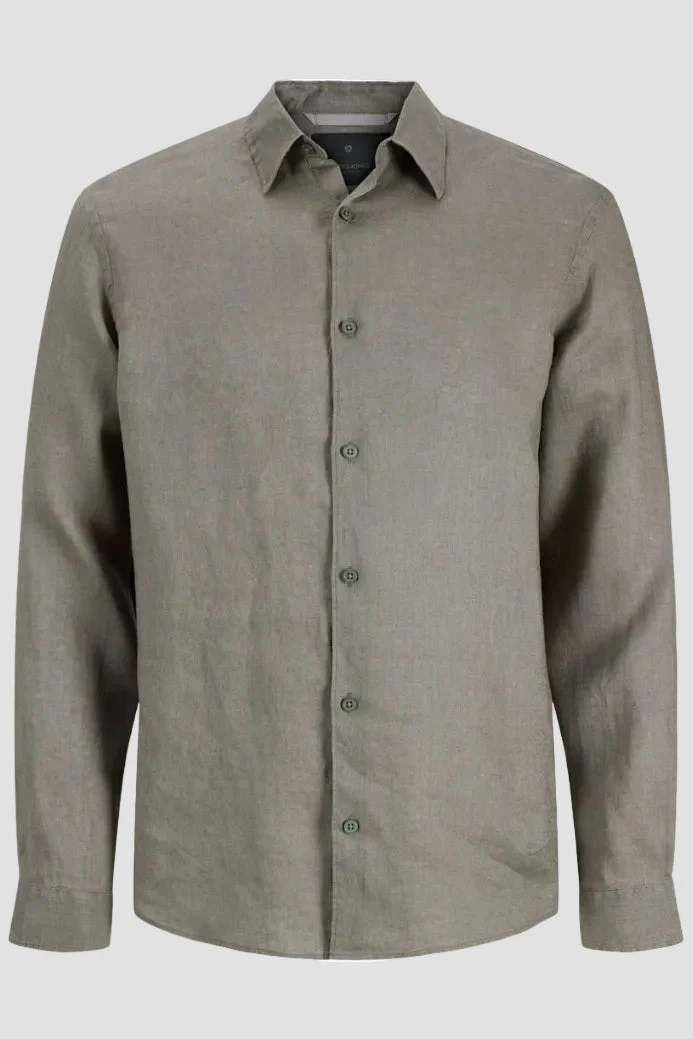 Jack & Jones Blalawrence Linen LS Shirt Smokey Olive - Image 7