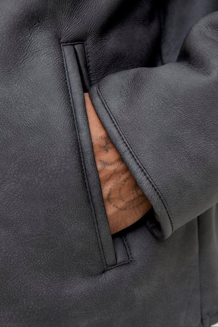 Jack & Jones Fade PU Bomberjacke Chocolate Brown - Image 5