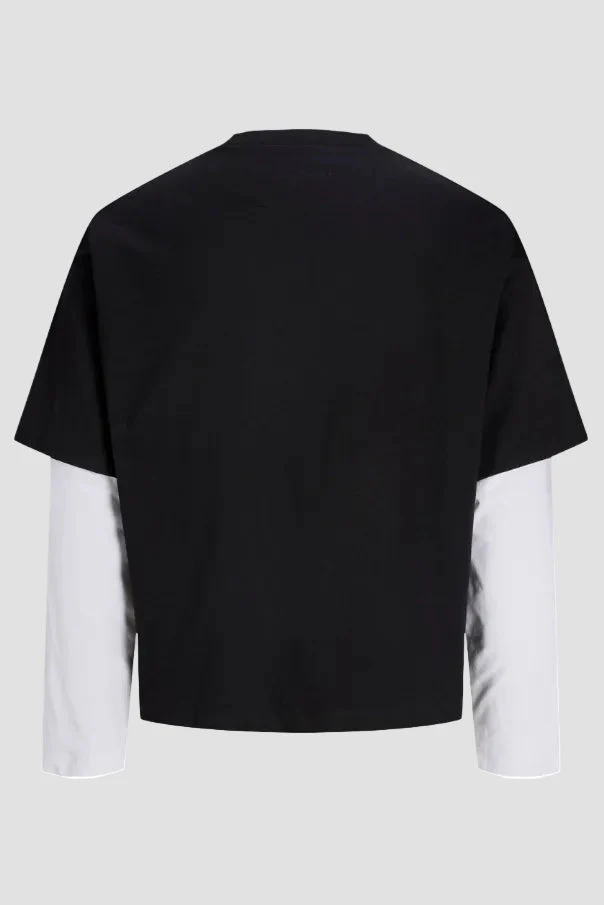 Jack & Jones Cobiarritz Doublelayer Tee LS Styd SS26 Black - Image 8