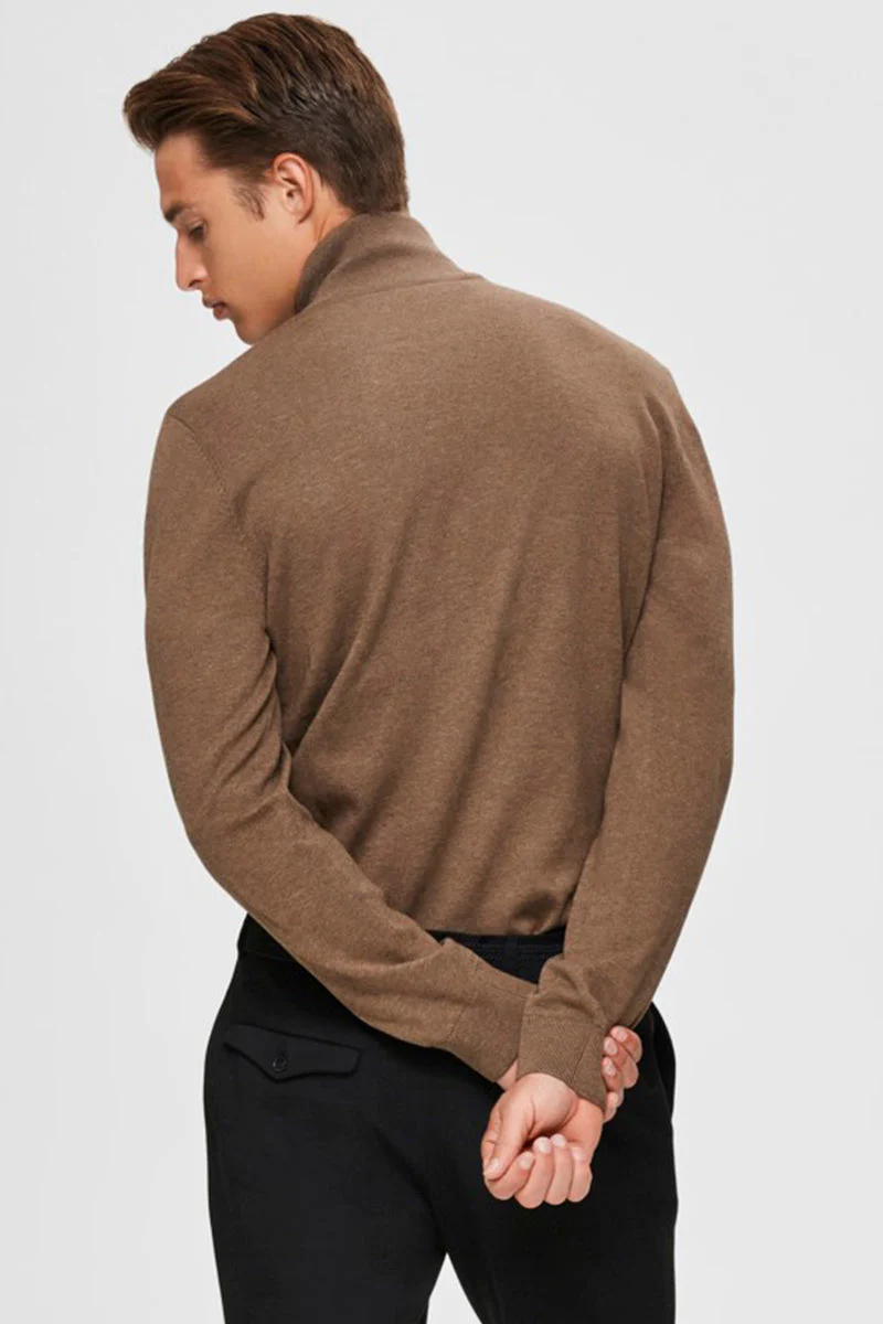 Selected Berg Half Zip Knit Teak Melange - Image 3