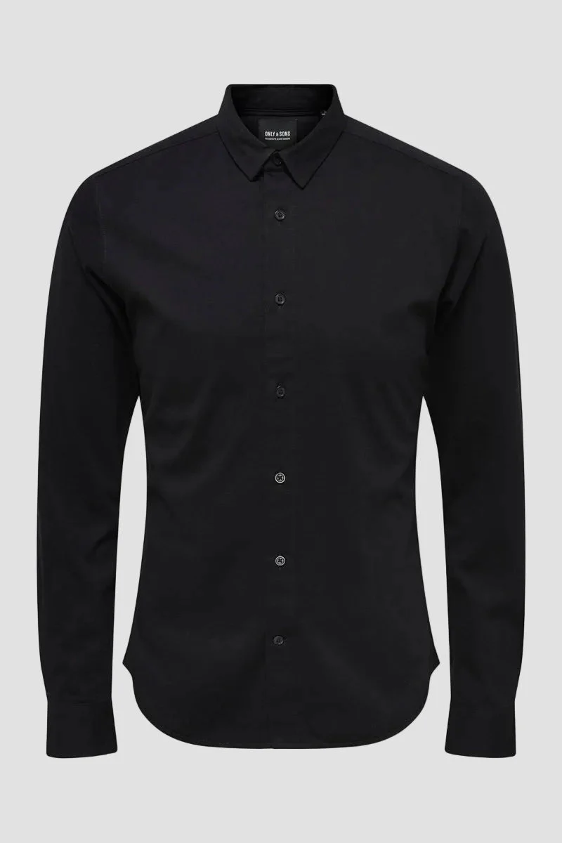 ONLY & SONS Miles LS Stretch Hemd Black - Image 7