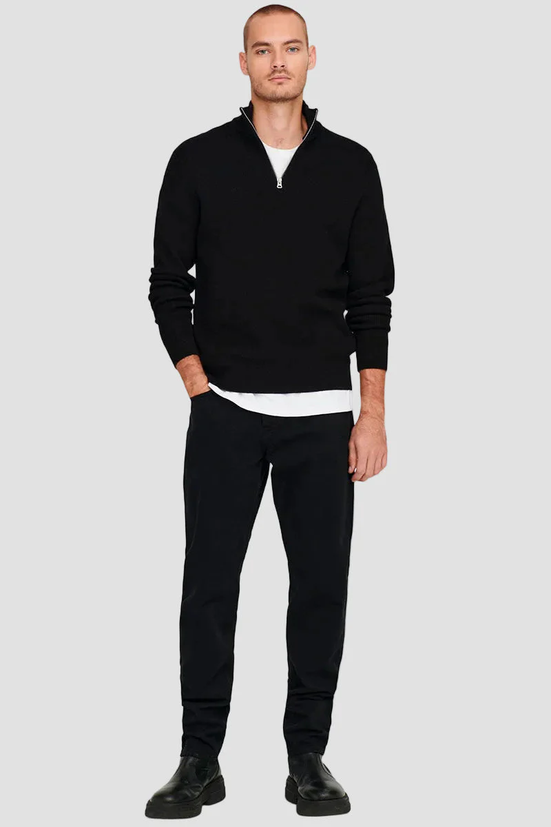ONLY & SONS PHIL COTTON HALF ZIP KNIT Black - Image 2