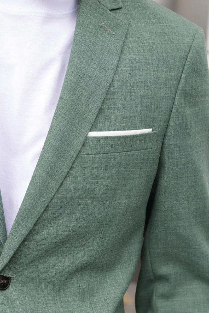 Selected SLIM OASIS LINEN BLAZER Light Green Melange - Image 3