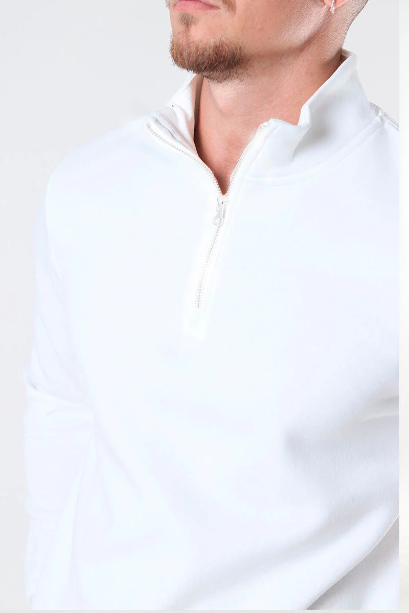 ONLY & SONS Ceres Half Zip Sweat White - Image 3