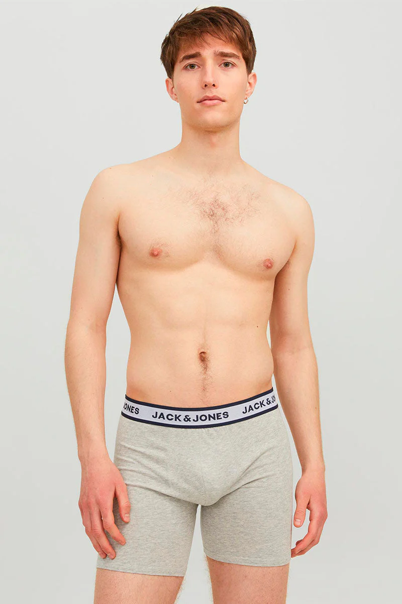 Jack & Jones Solid Boxer Briefs 3 Pack Light Grey Melange - Image 4