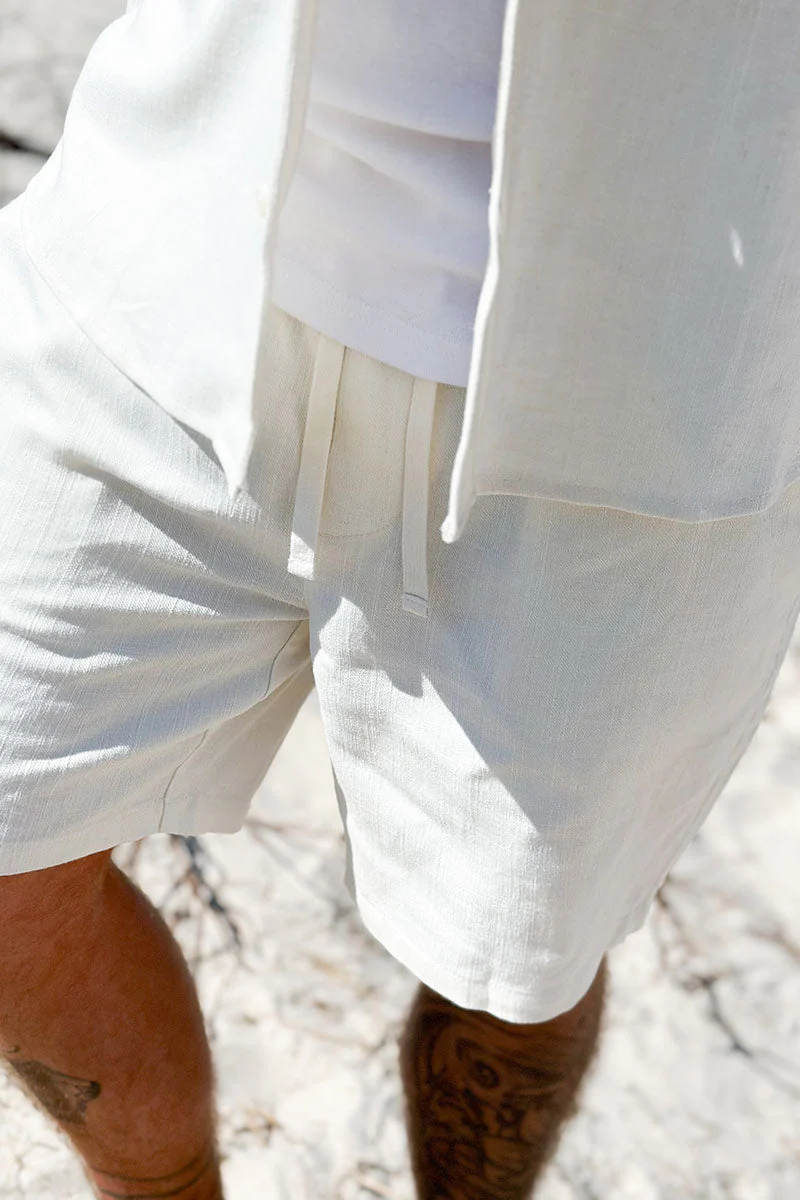 ONLY & SONS Tel Viscose Linen Shorts White - Image 3