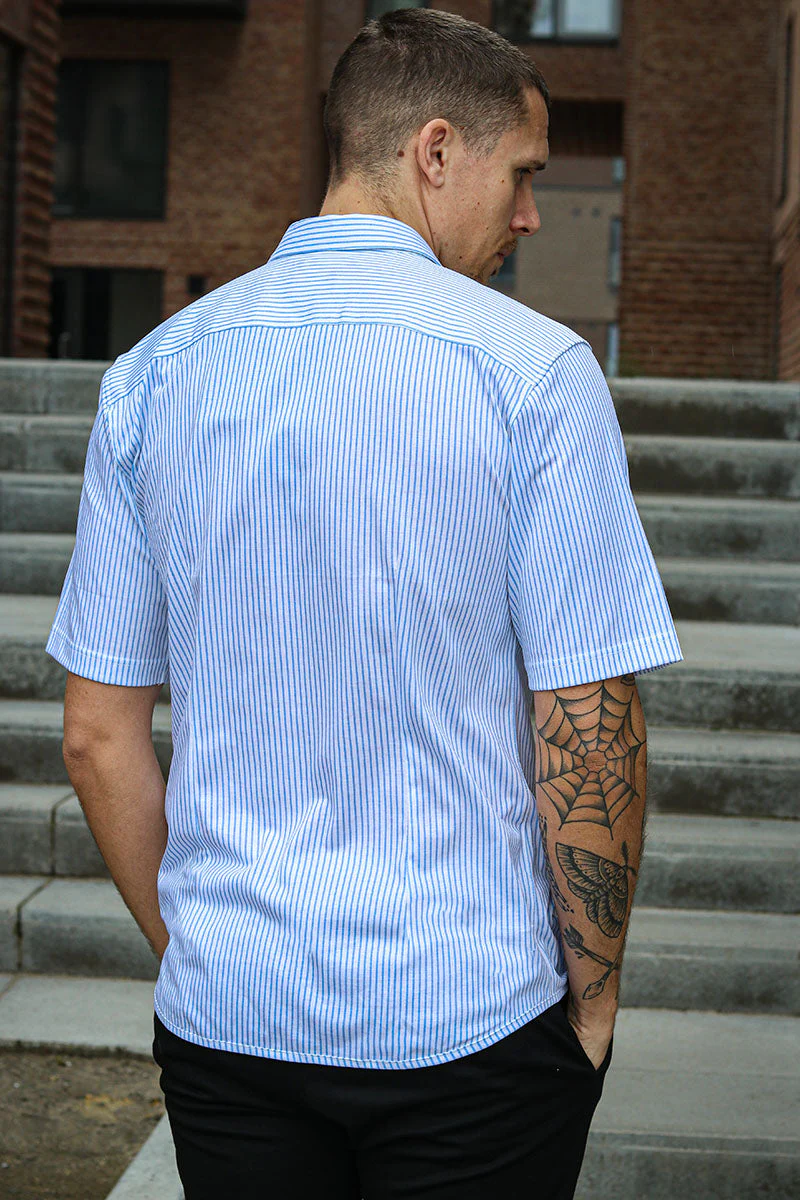ONLY & SONS Miles SS Stretch Hemd Cashmere Blue Stripe - Image 6