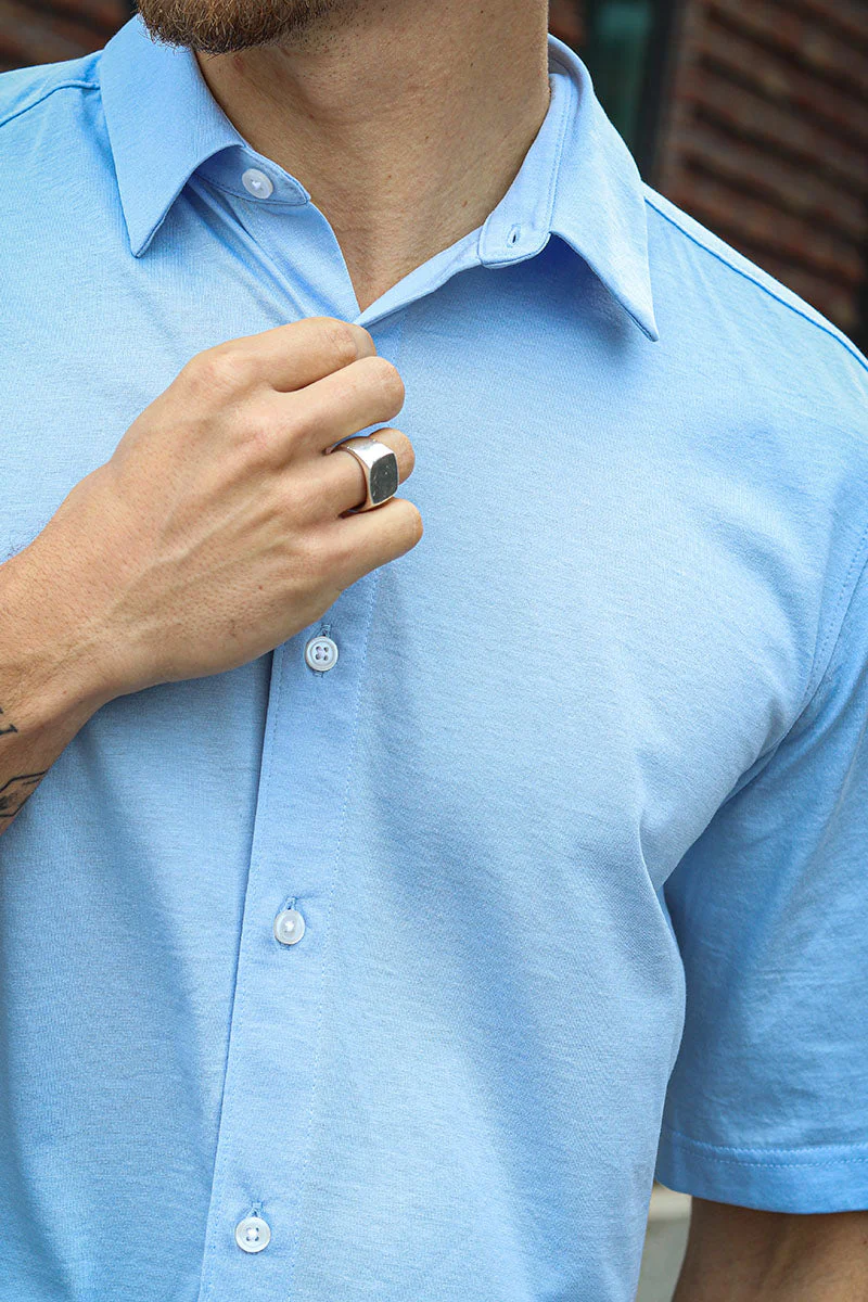 ONLY & SONS Miles SS Stretch Hemd Cashmere Blue - Image 5