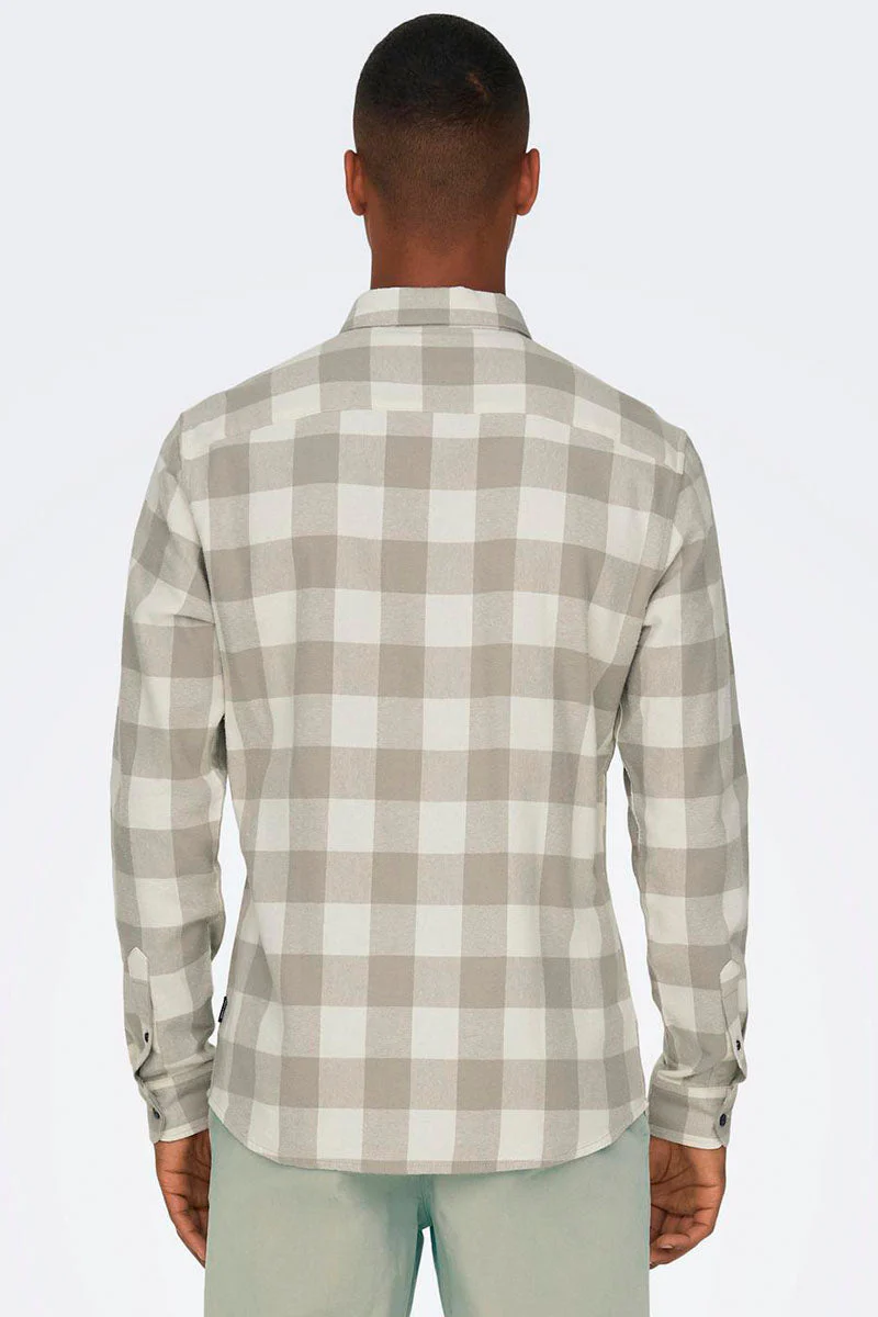 ONLY & SONS Gudmund LS Checked Hemd Antique White - Image 4