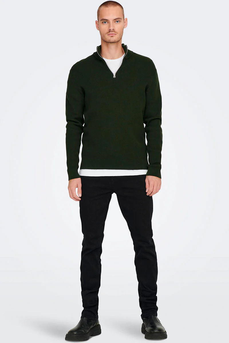 ONLY & SONS PHIL COTTON HALF ZIP KNIT Rosin - Image 3