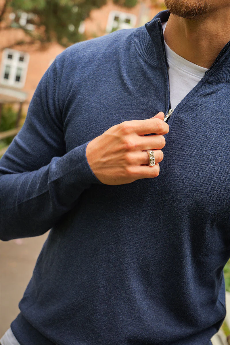 JEFF FRANKIE HALF ZIP KNIT Navy Mix - Image 4