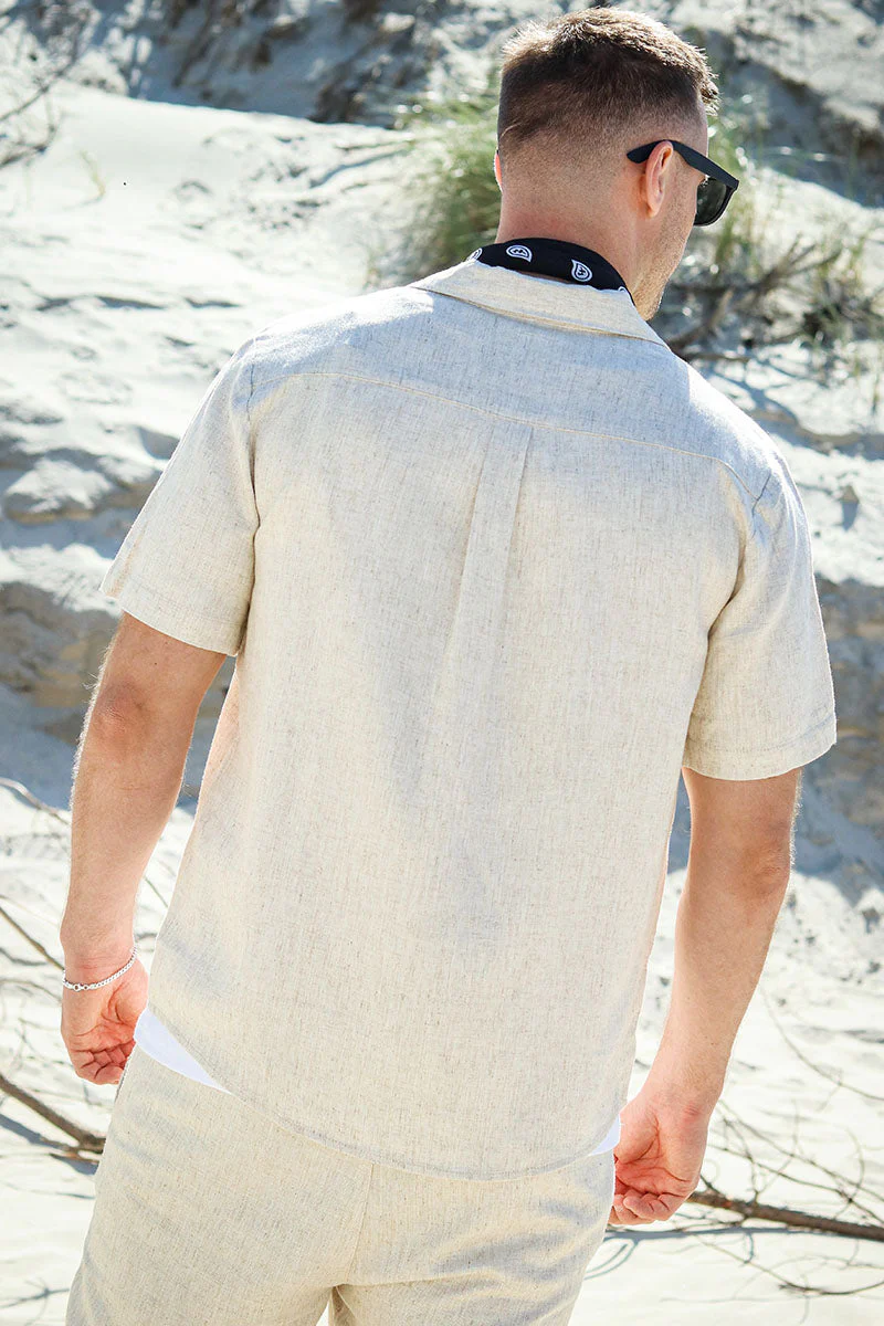 ONLY & SONS Kari Relaxed SS Hemd Viscose Linen Oatmeal - Image 4