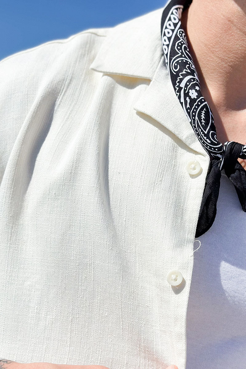 ONLY & SONS Kari Relaxed Cuba Hemd Viscose Linen White - Image 3