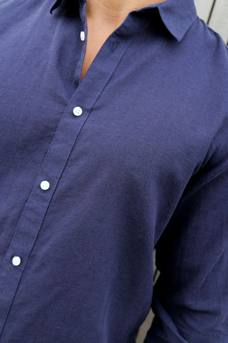 ONLY & SONS Caiden LS Linen Hemd Night Sky - Image 3