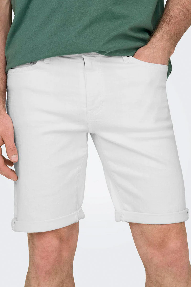 ONLY & SONS Ply 9297 Denim Shorts White - Image 3