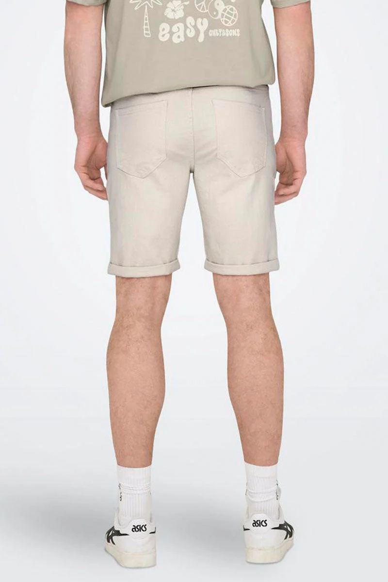 ONLY & SONS Ply Denim Shorts Ecru - Image 5