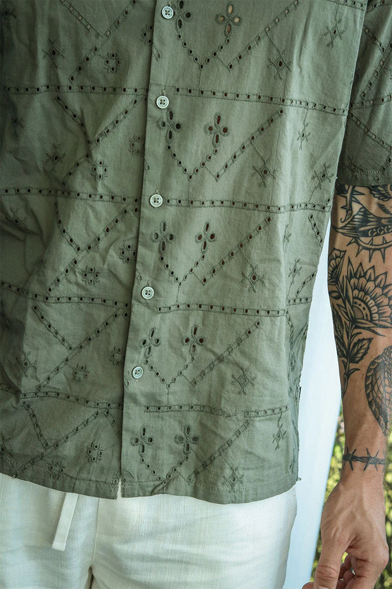 ONLY & SONS Aron Relax SS Chiffly Resort Hemd Dusty Olive - Image 5