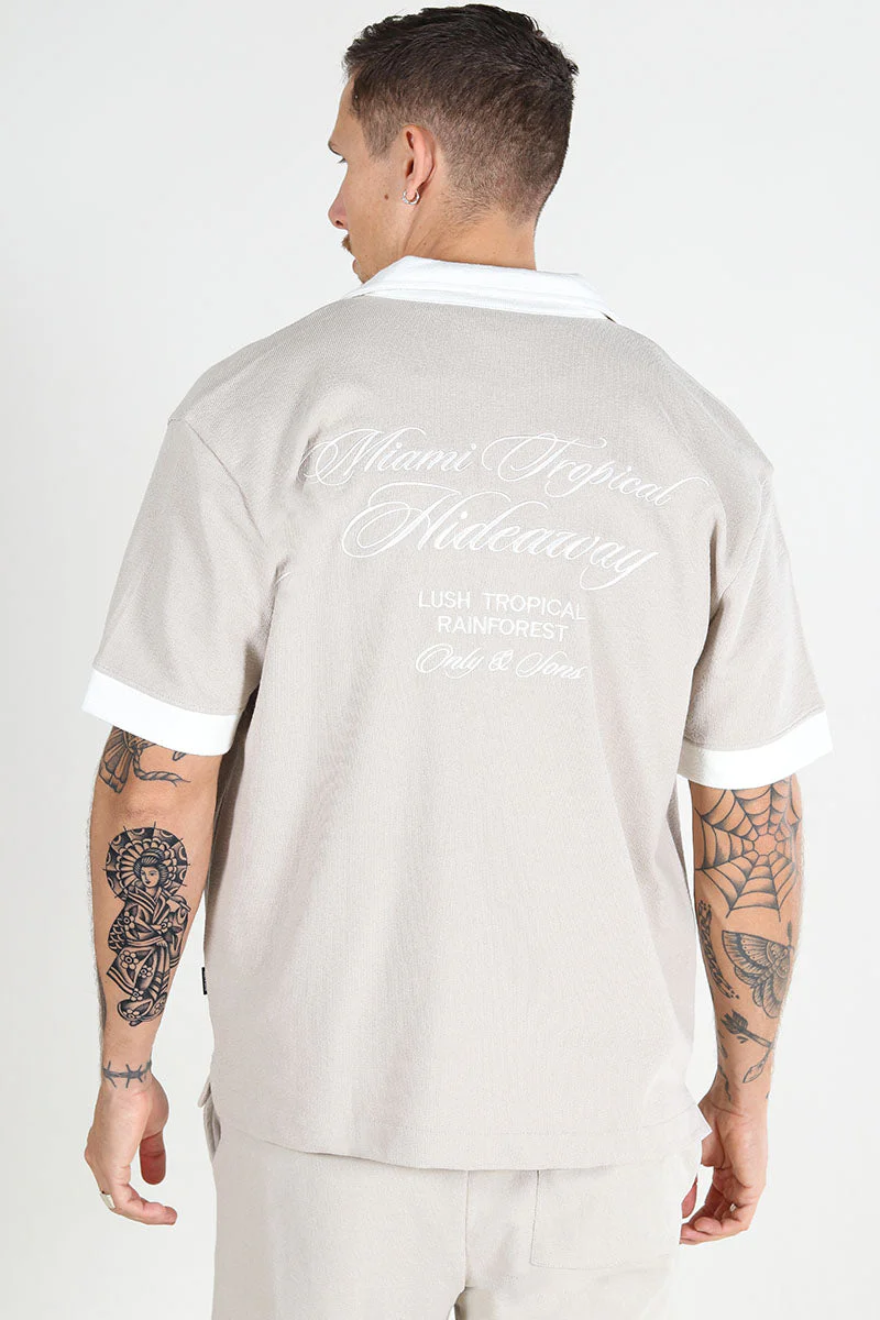 ONLY & SONS Mabon Relax Emb SS Hemd Silver Lining - Image 4