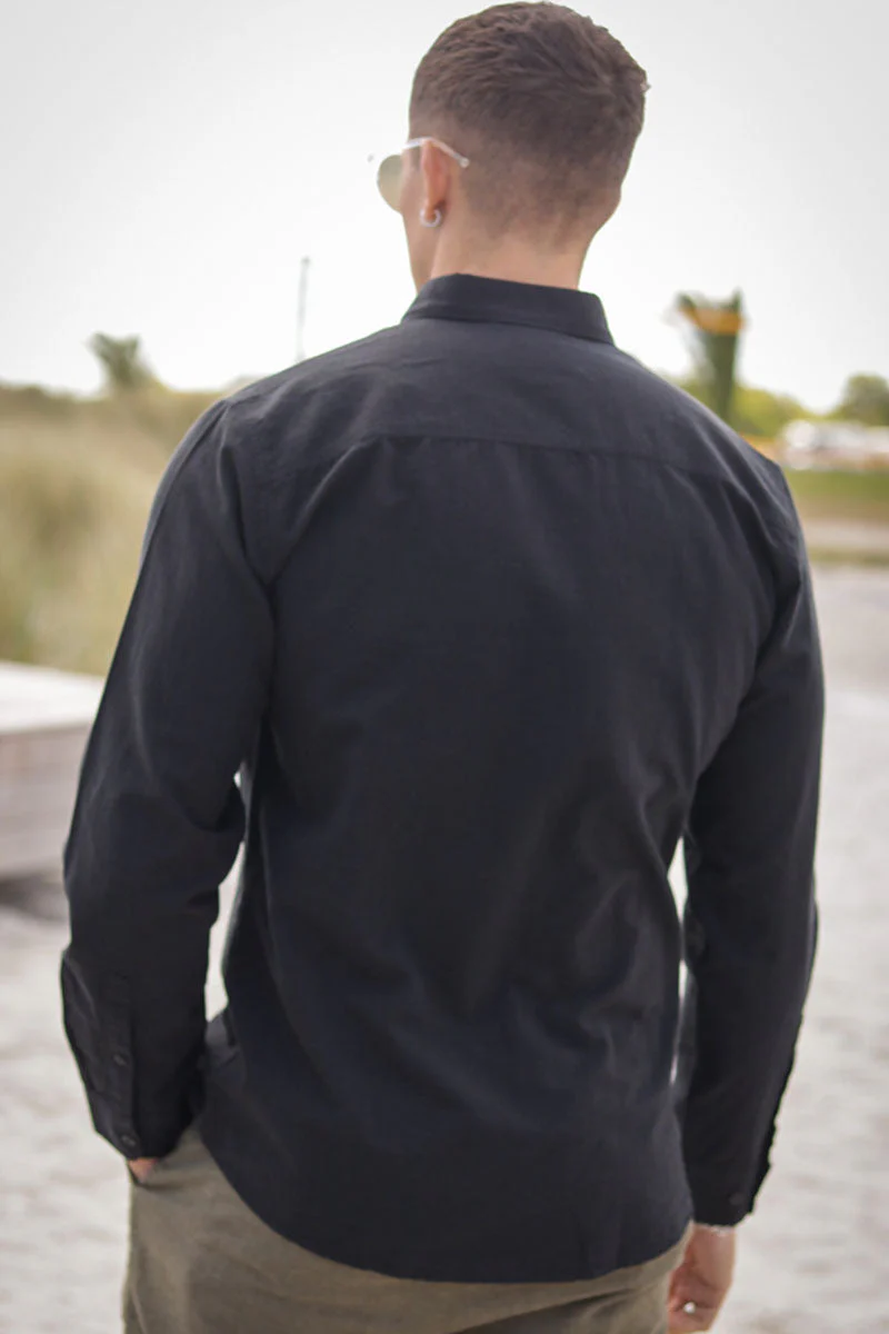 Selected Slim Sun Linen Hemd LS Black - Image 5