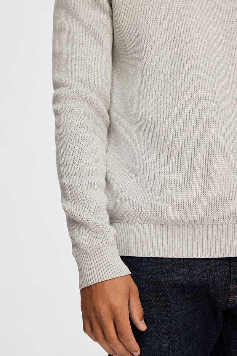 Selected Dane LS Structure Knit Crew Neck Light Grey Melange - Image 3