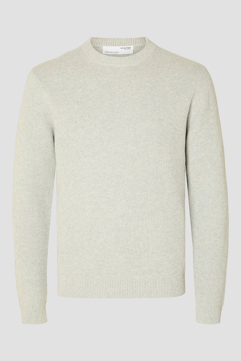 Selected Dane LS Structure Knit Crew Neck Light Grey Melange - Image 4