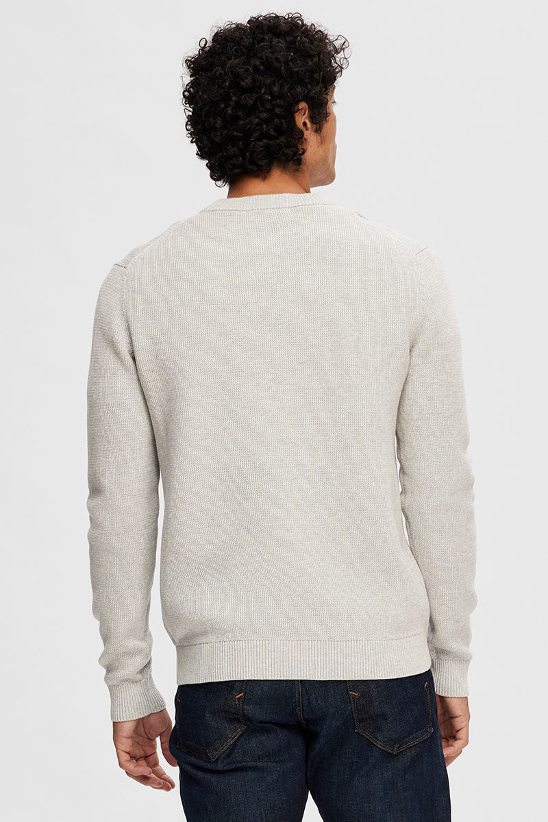 Selected Dane LS Structure Knit Crew Neck Light Grey Melange - Image 6