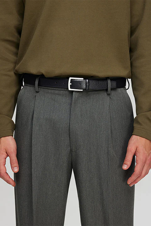 Selected Carl Classic Grained Leather Belt Black - Image 2