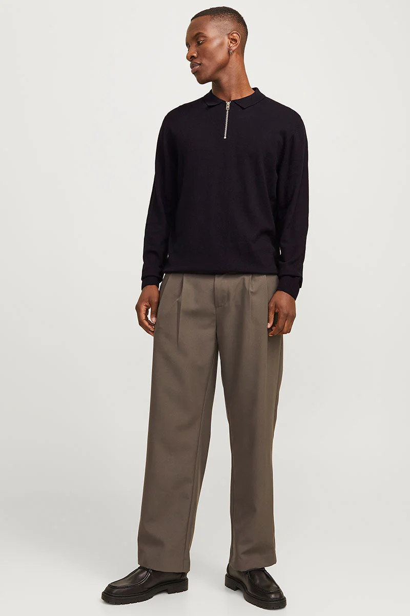 Jack & Jones Emil Knit Polo Half Zip LS Black - Image 2