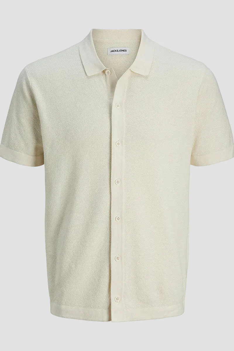 Jack & Jones Emil Knit Structure Hemd SS Cloud Dancer - Image 7