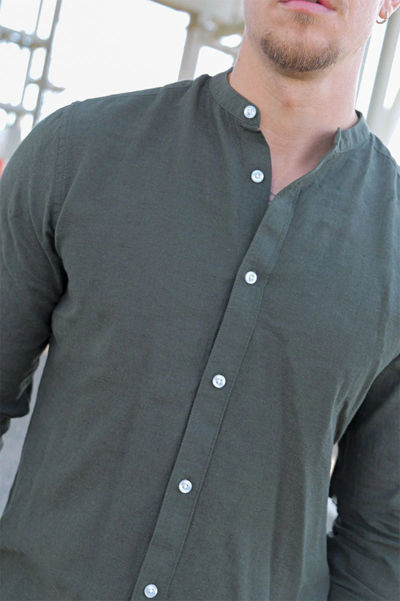 ONLY & SONS Caiden LS Linen Mao Hemd Kambaba - Image 3
