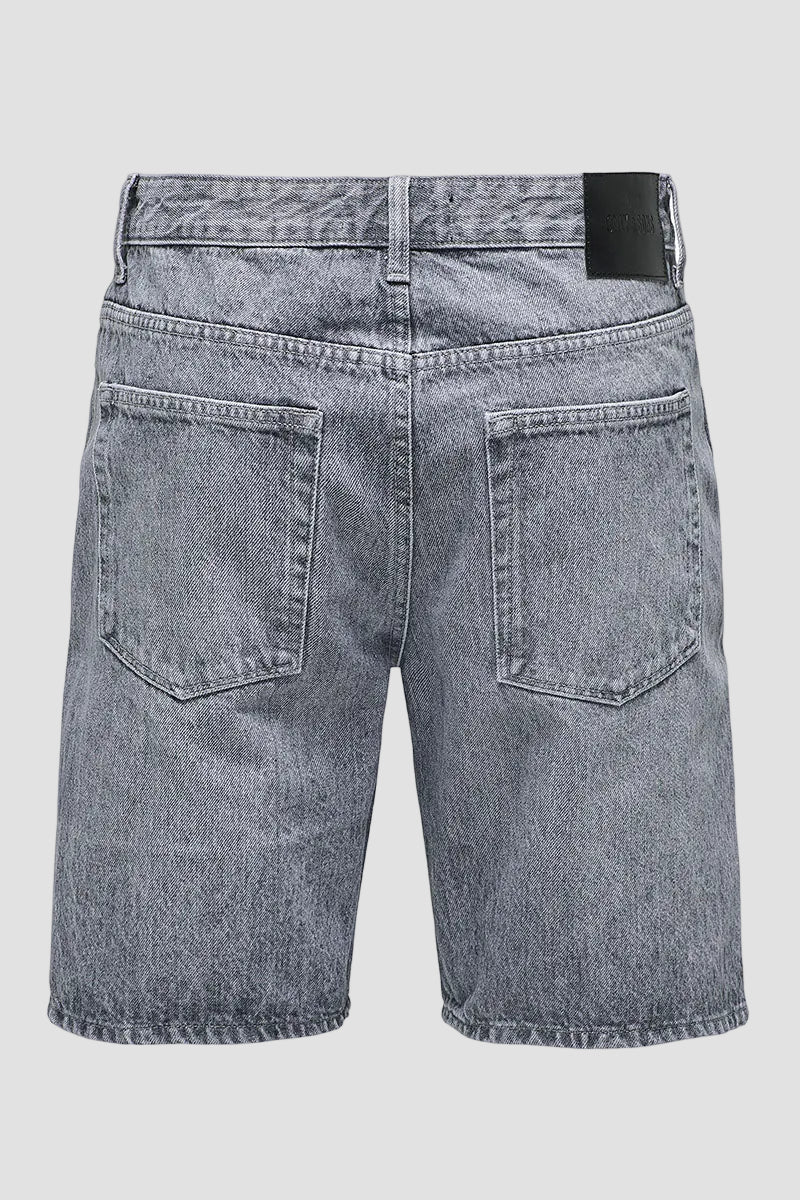 ONLY & SONS Edge Straight Fit Denim Shorts Medium Grey Denim - Image 6