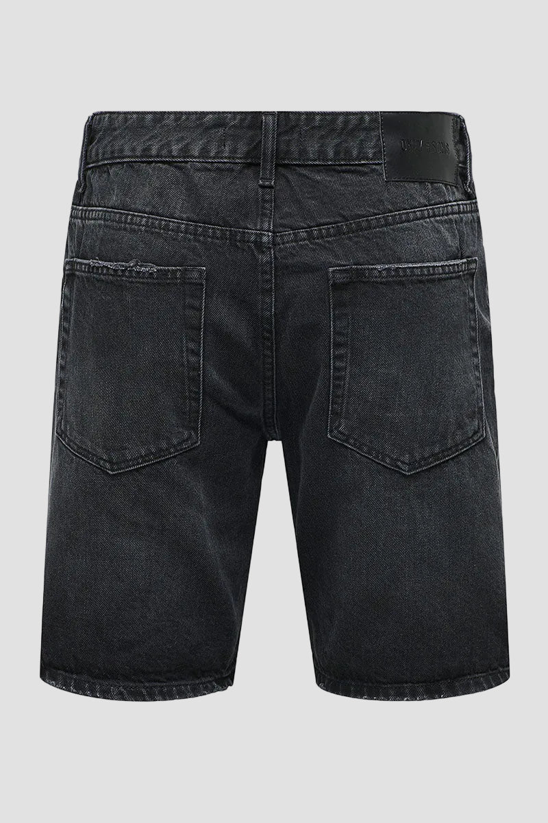 ONLY & SONS Edge Straight Fit Denim Shorts Black Denim - Image 7