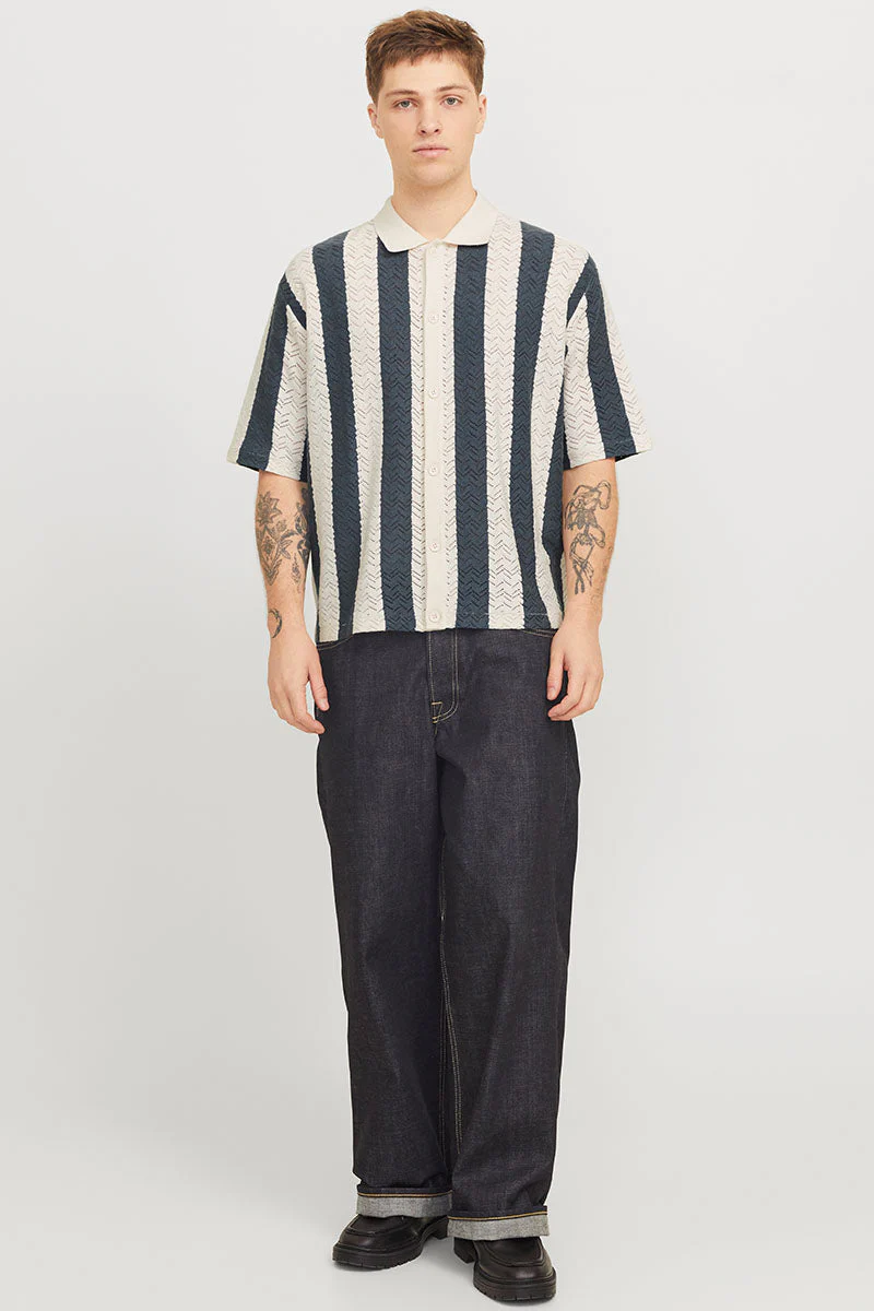 Jack & Jones Tyler Knit SS Polo Sea Salt Stripe - Image 2