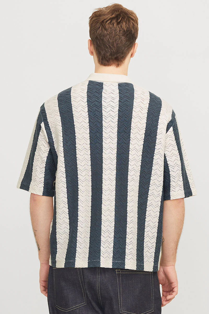 Jack & Jones Tyler Knit SS Polo Sea Salt Stripe - Image 5
