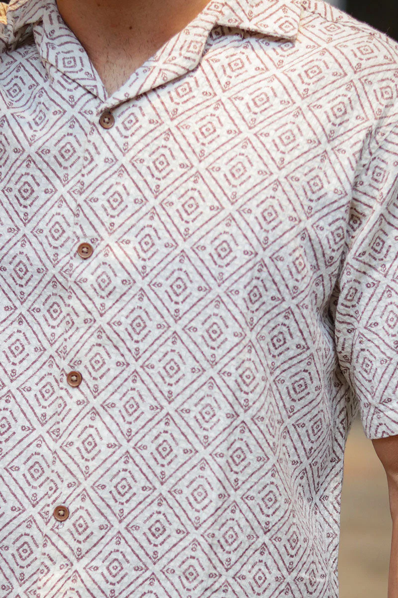Jack & Jones Vincent Print Resort SS Hemd Oatmeal - Image 4