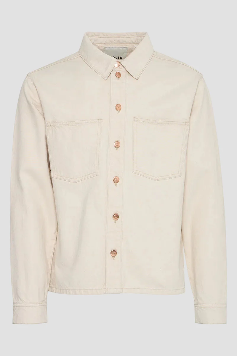 Solid William Overshirt Oatmeal - Image 4