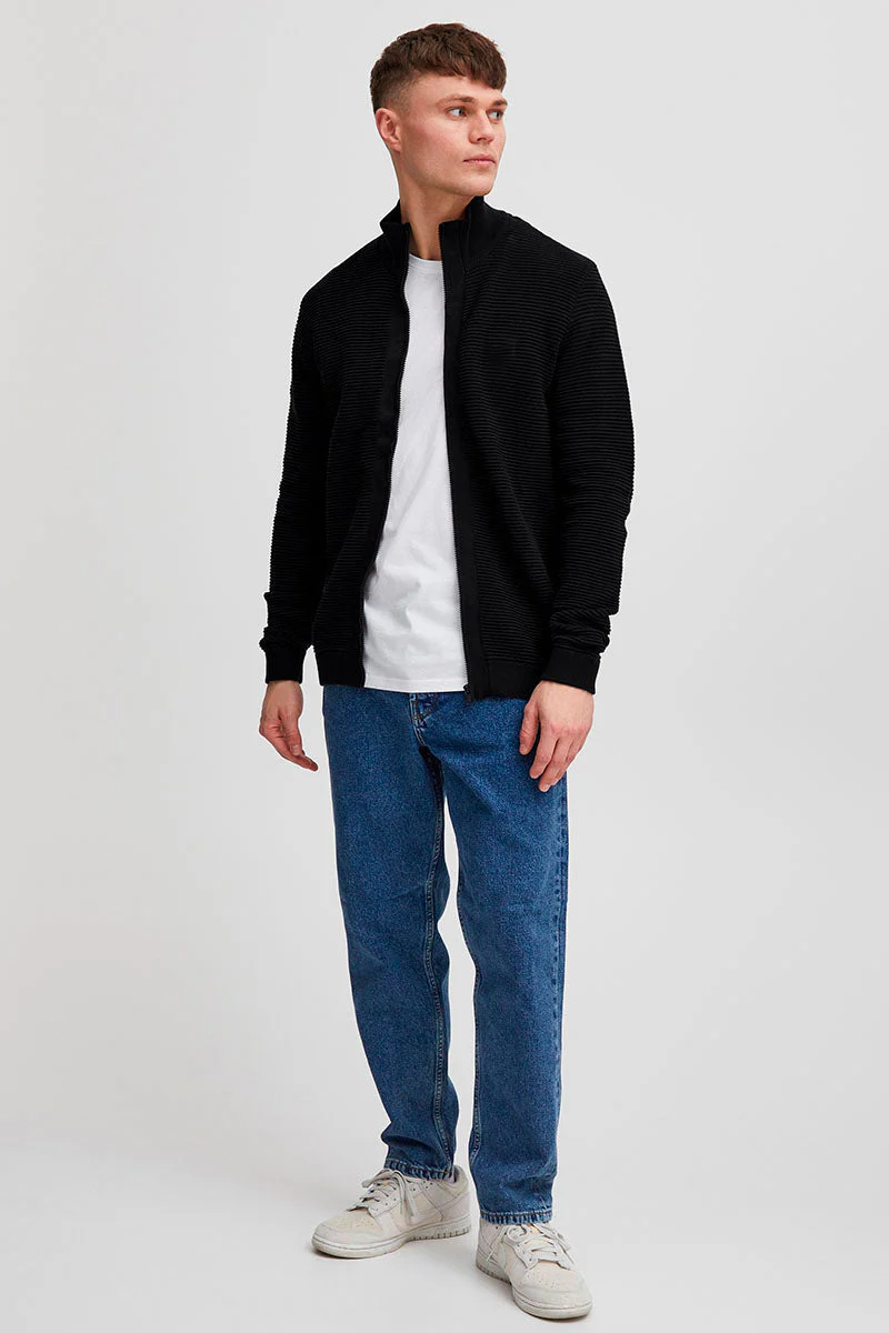 Solid Valencia Knit Full  Zip Black - Image 2
