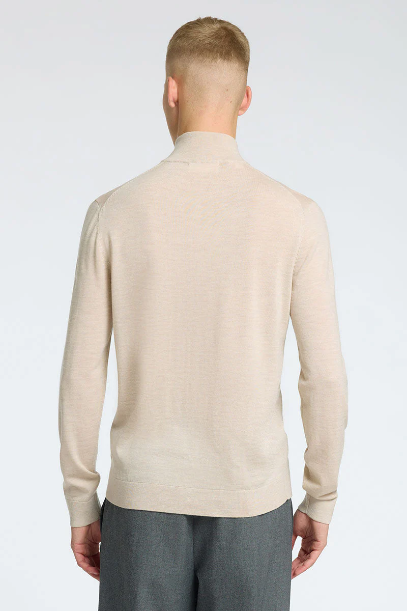 Selected Tray Merino Knit Half Zip Oatmeal - Image 4