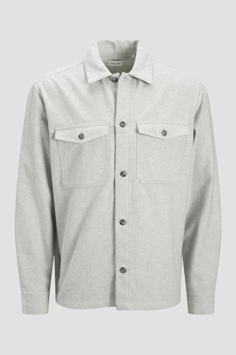 Jack & Jones Perfect Melange Overshirt Light Grey Melange - Image 7