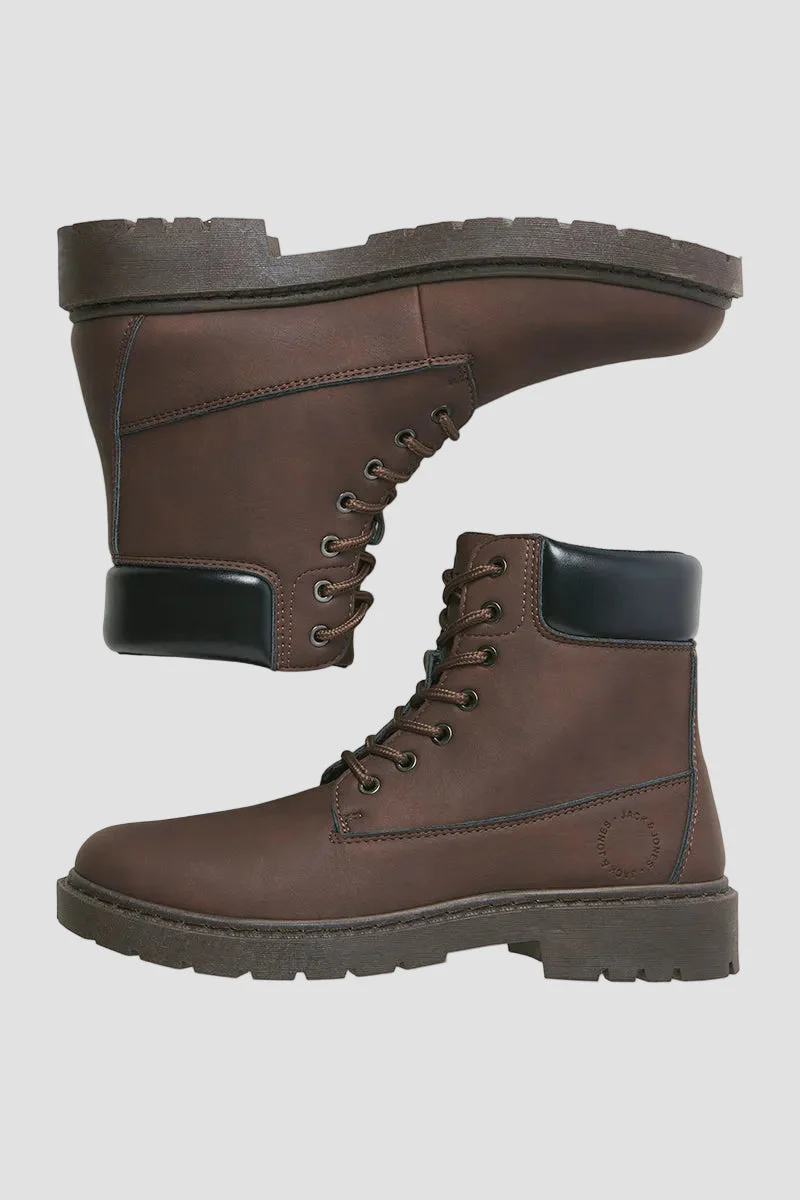Jack & Jones Ainsworth PU Boots Brown Stone - Image 6