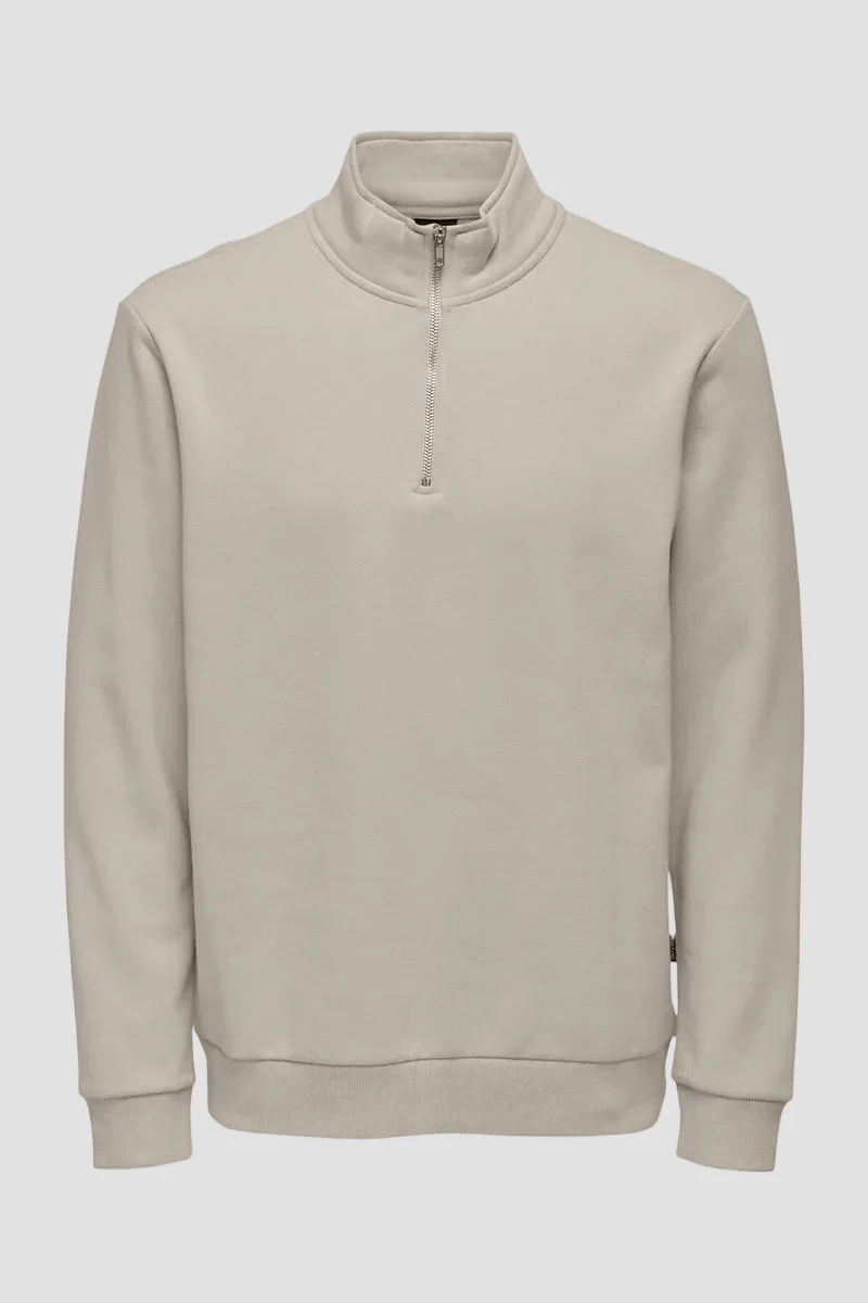 ONLY & SONS Ceres Half Zip Sweat Silver Lining - Image 4