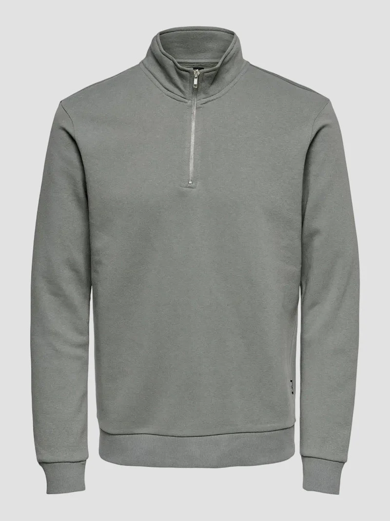 ONLY & SONS Ceres Half Zip Sweat Castor Gray - Image 8