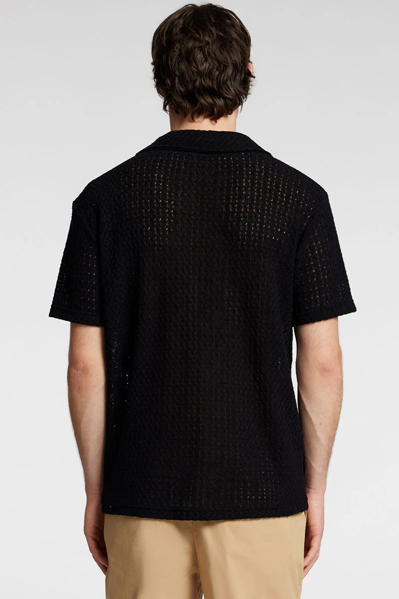 Selected Bane Relax Fit Jacqaurd Hemd SS Black - Image 4