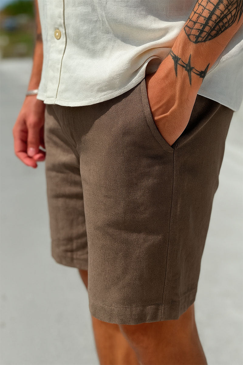 Selected Regular Brody Linen Shorts Chocolate Torte - Image 2