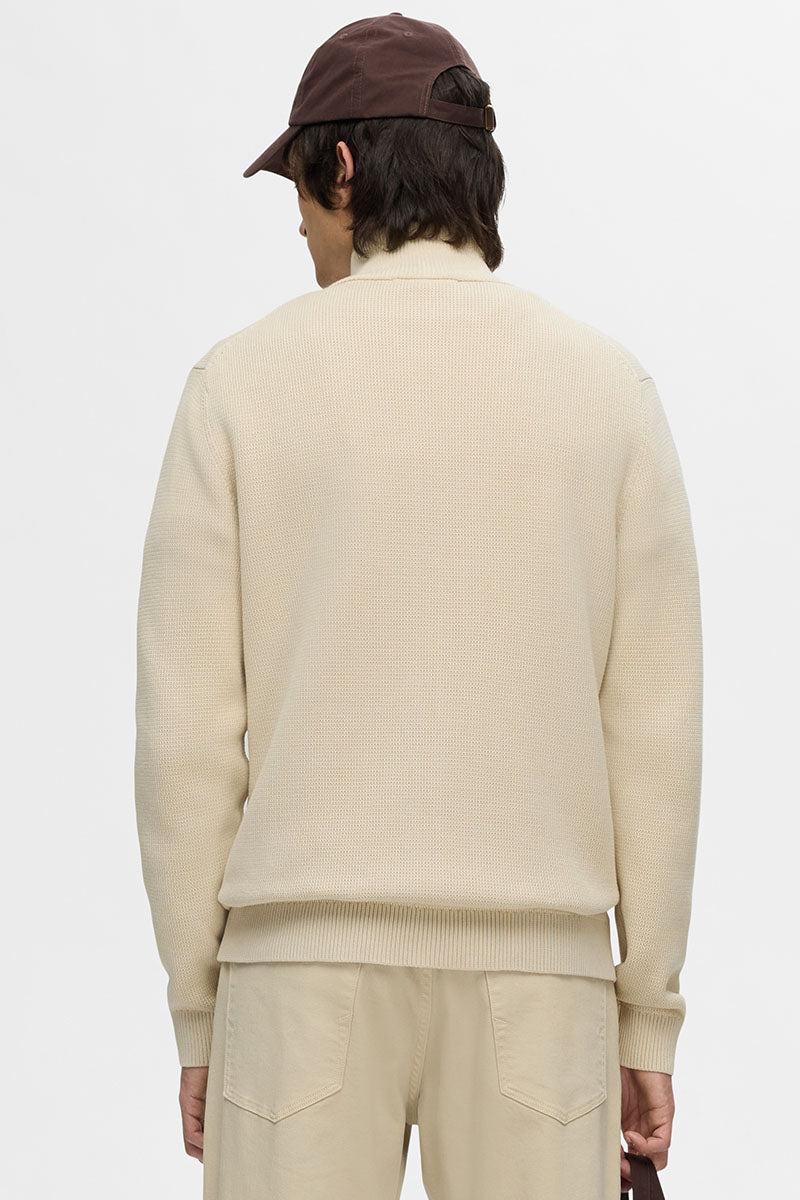 Selected Dane Structure Knit Full Zip Oatmeal - Image 5