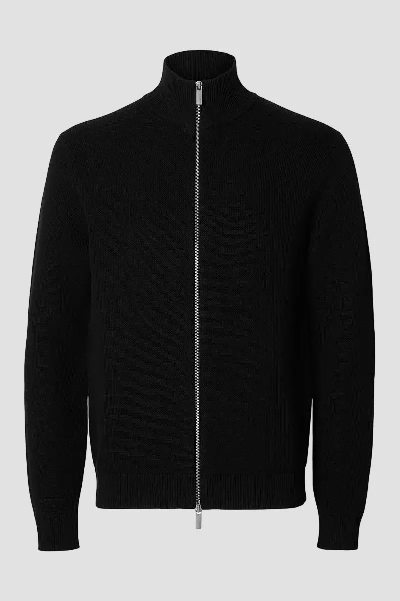 Selected Dane Structure Knit Full Zip Black - Image 4